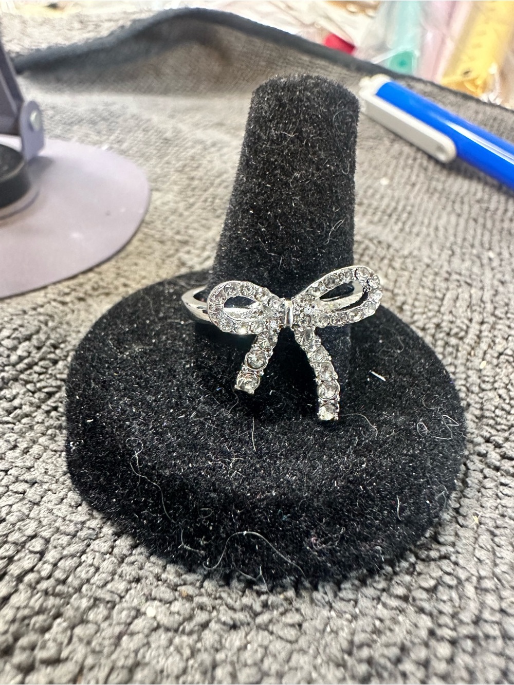 Silver Crystal Bow Ring - Sparkling Women's Fashion Ring